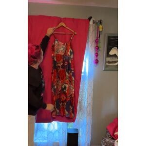 Paani Womens Boho Floral Maxi Dress Size M Orange Cami Flowy